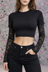 Maglia Crop con Maniche Lunghe in Pizzo