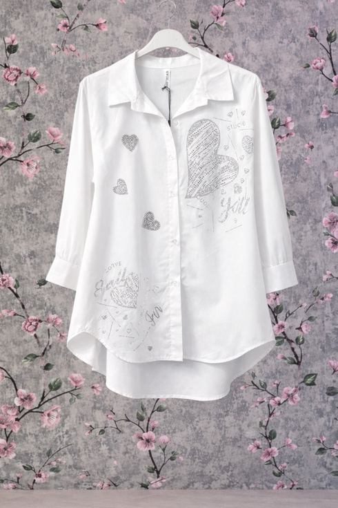 Maxi Camicia Strass Love