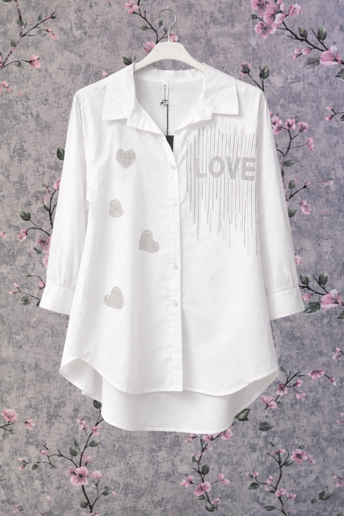 Maxi Camicia Strass Love