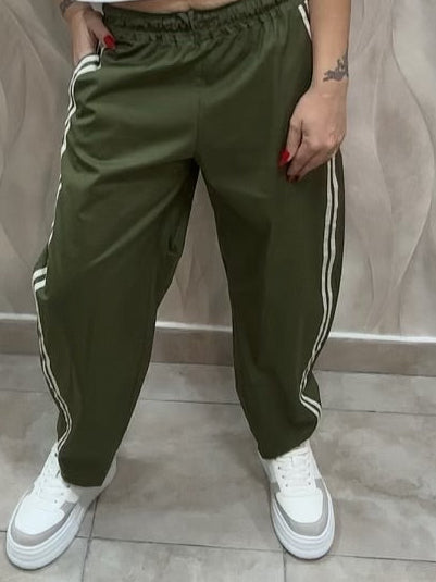 Pantalone Verde Militare con Strisce