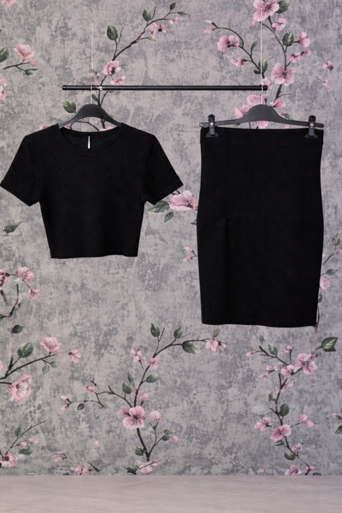 Coordinato Nero in Maglina Elasticizzata
